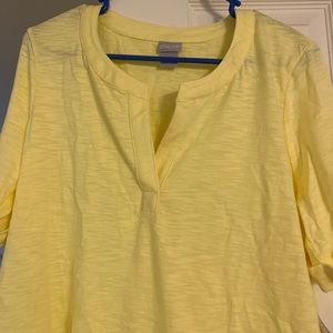 Chico’s Notch Neck Tunic Sz. 1 in Yellow!